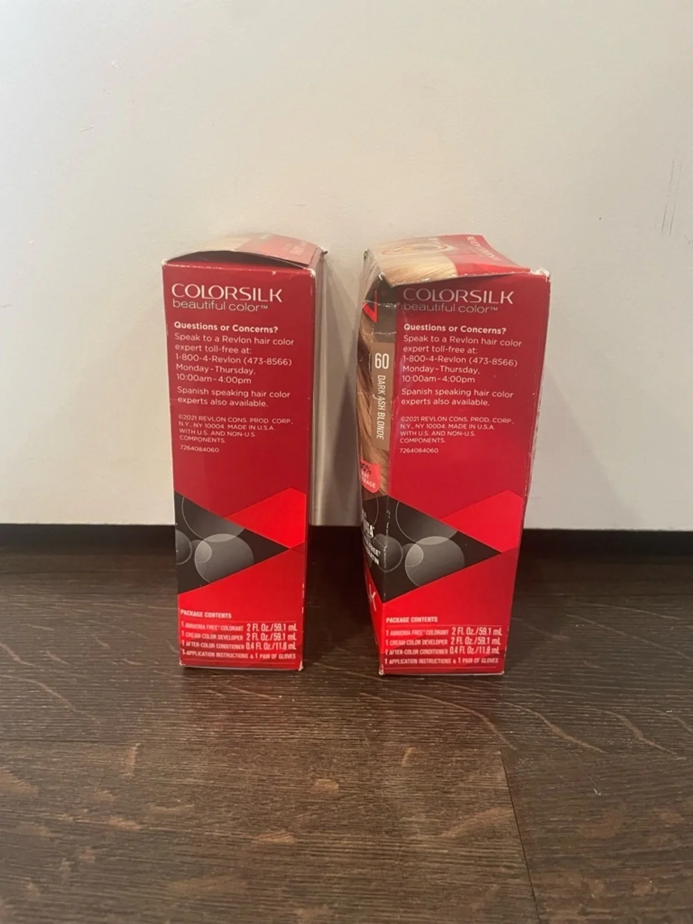 LOT (2) Revlon Colorsilk #60 Dark Ash Blonde Permanent Hair Color